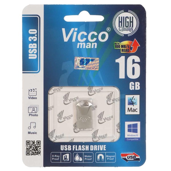 (گارانتی مادام‌العمر رایانه نوین سگال) نقره ای Vicco man VC300 S USB3.0 Flash Memory - 16GB