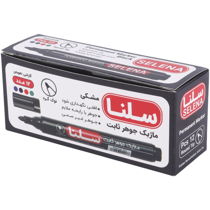 ماژیک معمولی سلنا نوک گرد SP125 بسته 12 عددی