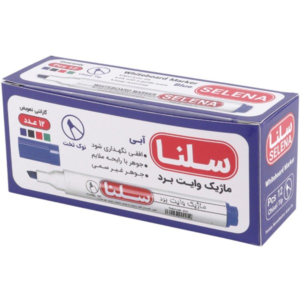 ماژیک وایت برد سلنا نوک تخت SP124 بسته 12 عددی