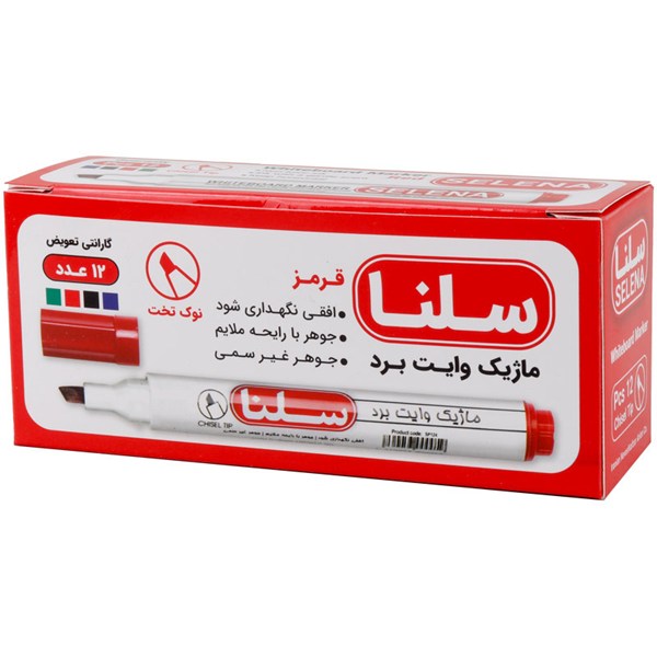 ماژیک وایت برد سلنا نوک تخت SP124 بسته 12 عددی