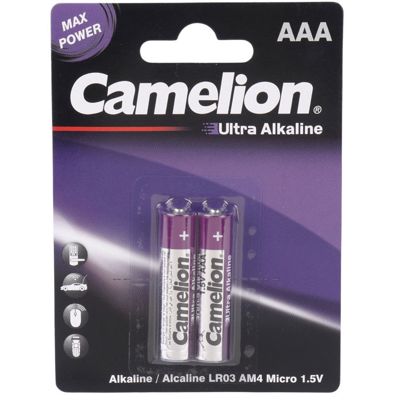 باتری دوتایی نیم قلمی کملیون Ultra Alkaline LR03 AM4