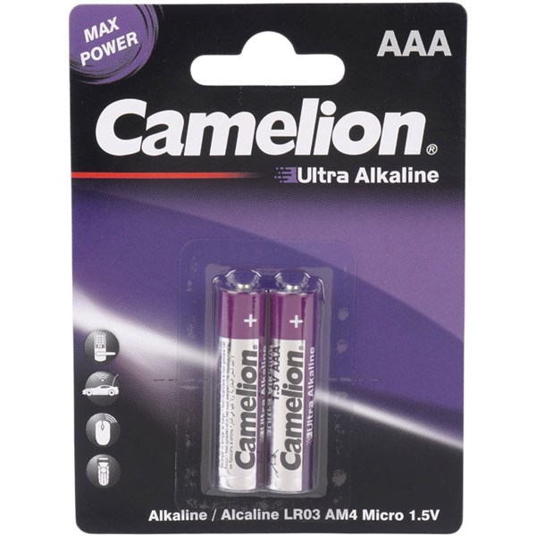باتری دوتایی نیم قلمی کملیون Ultra Alkaline LR03 AM4