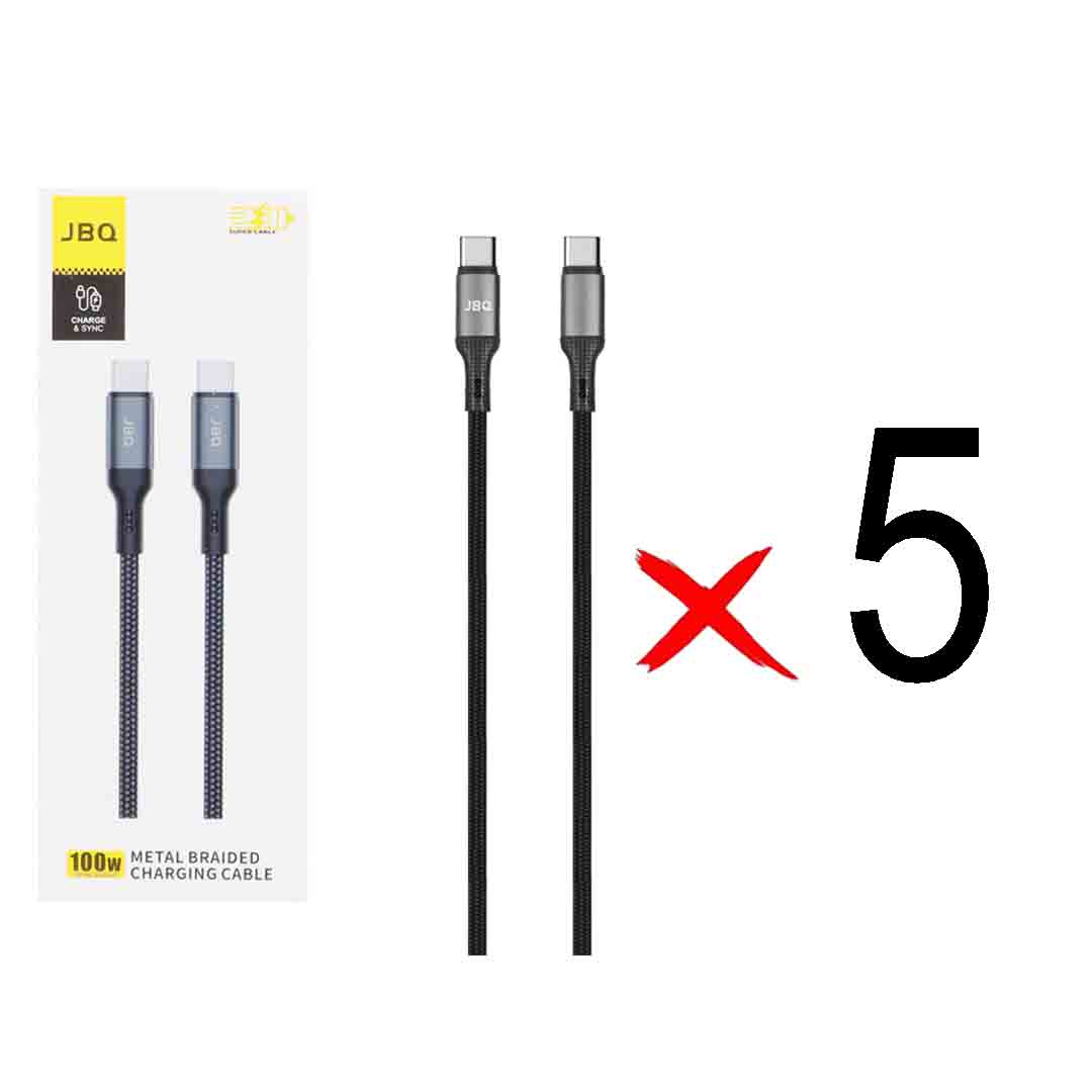 کابل شارژ PD و فست JBQ Type-C To Type-C مدل CA-1203 100W - مشکی (گارانتی یکساله رصاصی) (بسته 5 عددی)