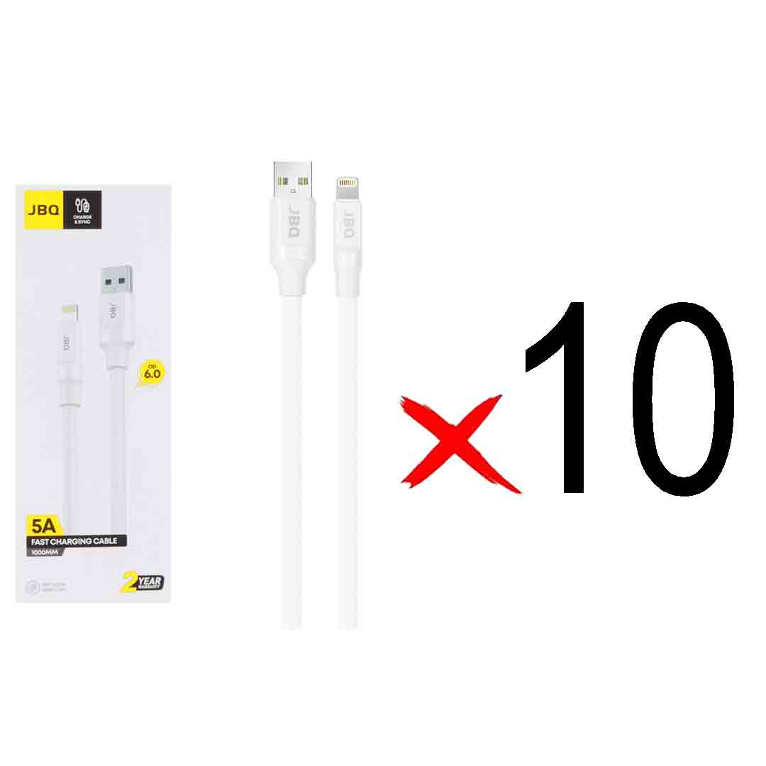 کابل شارژ فست آیفون JBQ مدل CA-550 - سفید (گارانتی یکساله رصاصی) (بسته 10 عددی)