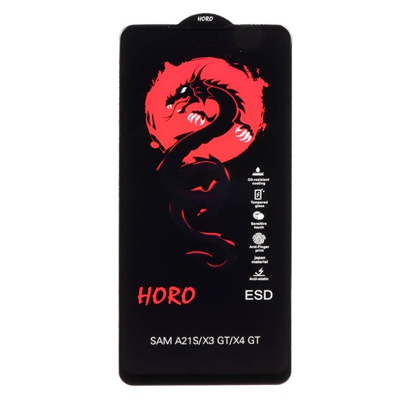 محافظ صفحه نمایش شیشه ای Full Cover ESD Horo مدل Samsung Galaxy A21s / F52 / Xiaomi Poco X3 GT / Poco F4 GT / Redmi Note 10 Pro 5G