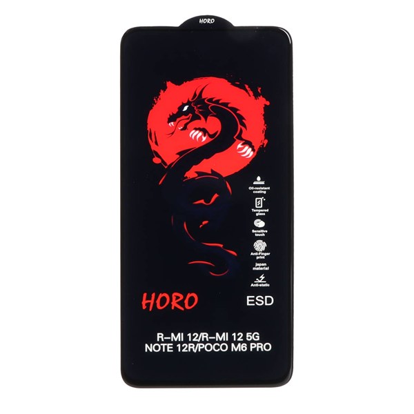 محافظ صفحه نمایش شیشه ای Full Cover ESD Horo مدل Xiaomi Redmi 12 / Redmi 13X / Redmi 13 4G / Poco M6 Pro 5G / Poco M6 4G