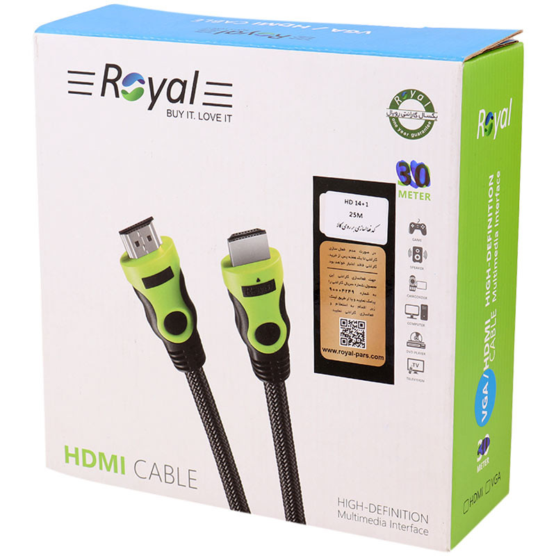 کابل HDMI 1.4V رویال Royal طول 25 متر