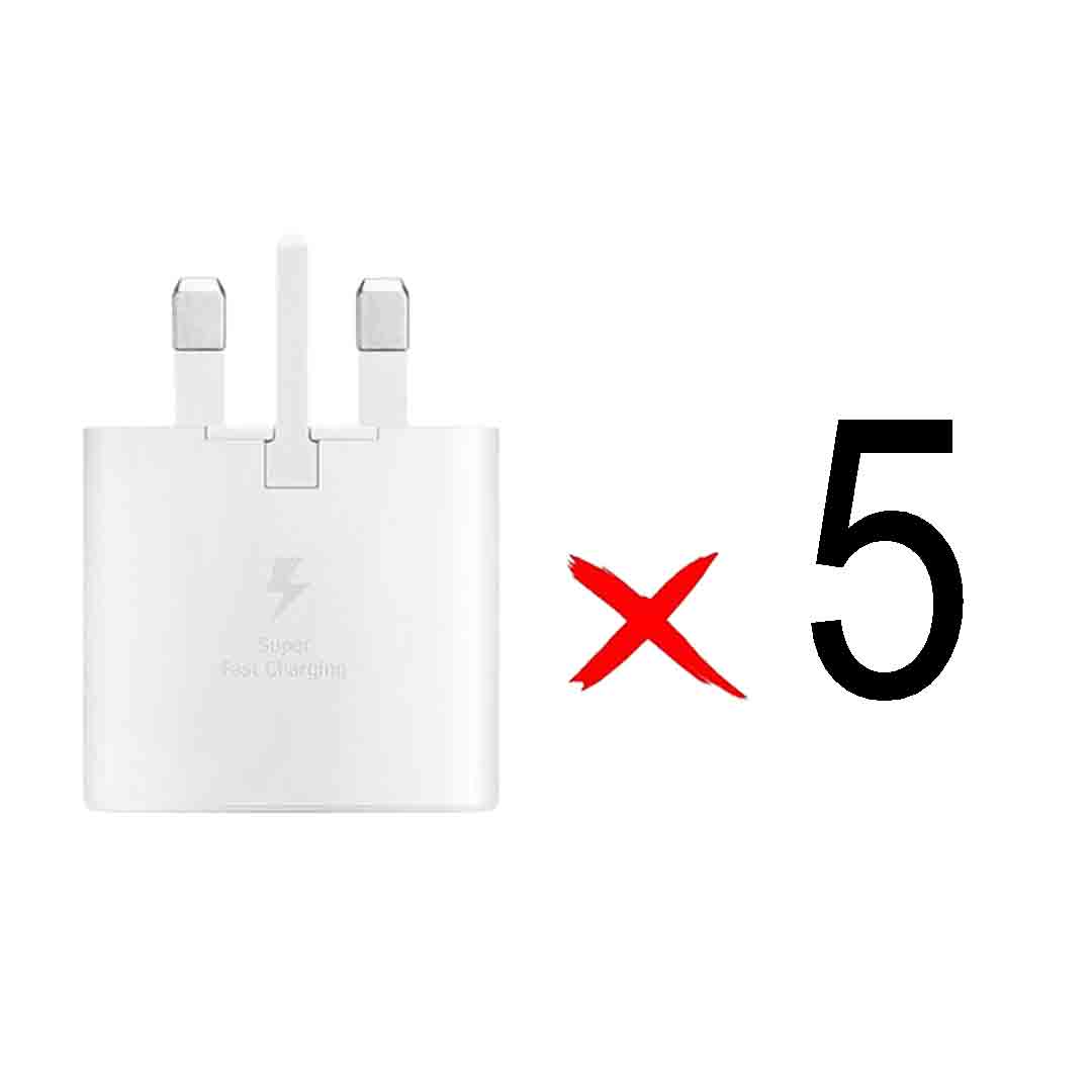شارژر دیواری سه پین PD و فست Samsung مدل TA800 25W - سفید - SMO (گارانتی 6 ماهه شرکتی) (بسته 5 عددی)