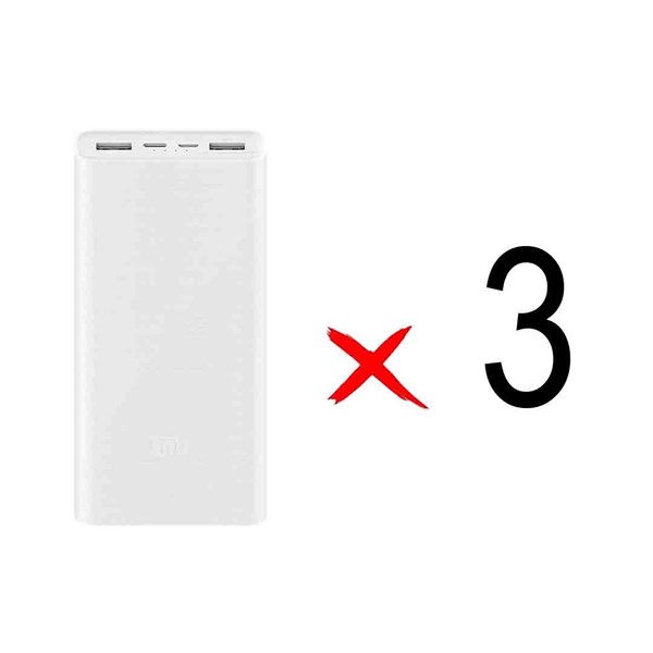 پاوربانک (فست شارژ) Xiaomi 18W 30000mAh مدل PB3018ZM - سفید - MMS - اصل چین (گارانتی شش ماهه YA) (بسته 3 عددی)