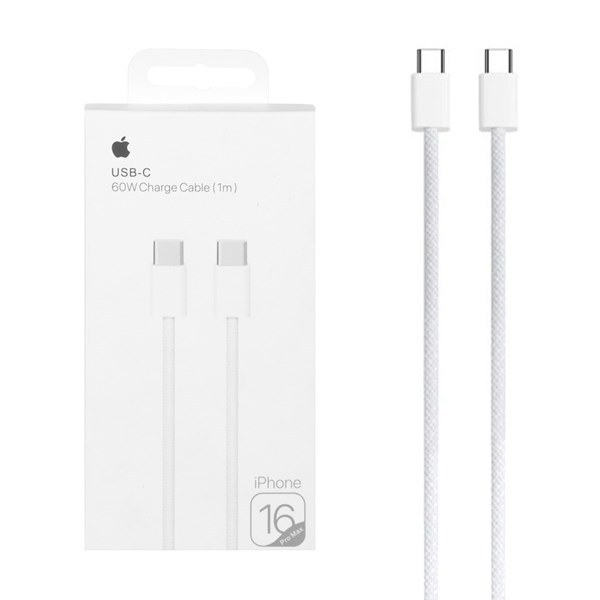 کابل شارژ فست Type-C To Type-C iPhone 16 Pro Max مدل MQKJ3ZM/A 60W - سفید - DST (گارانتی شش ماهه) - درجه یک