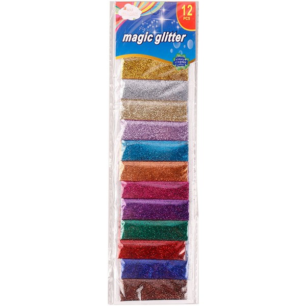پودر اکلیل رنگی Magic Glitter بسته 12 عددی