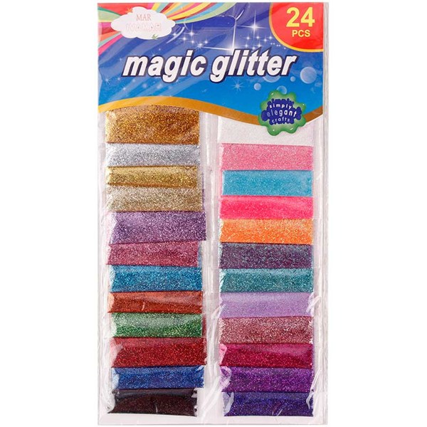 پودر اکلیل رنگی Magic Glitter بسته 24 عددی