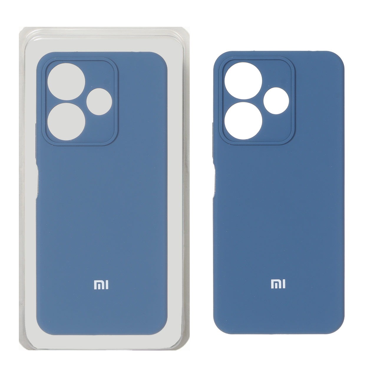 قاب سیلیکونی پاک کنی محافظ لنزدار اورجینال Xiaomi Redmi 13X / Redmi 13 4G / Poco M6 4G - آبی تیره (پک اصلی)