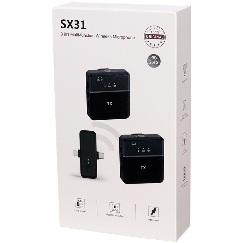 میکروفون یقه ای بی سیم دوتایی SX31 Type-C / Lightning