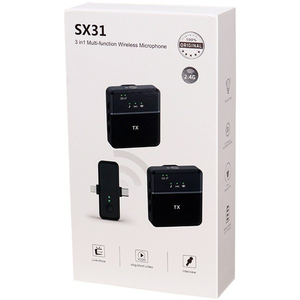 میکروفون یقه ای بی سیم دوتایی SX31 Type-C / Lightning
