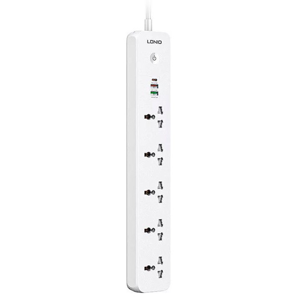 چند راهی 5 خانه الدینیو SC5319 با کابل 2 متری + شارژر USB و Type-C