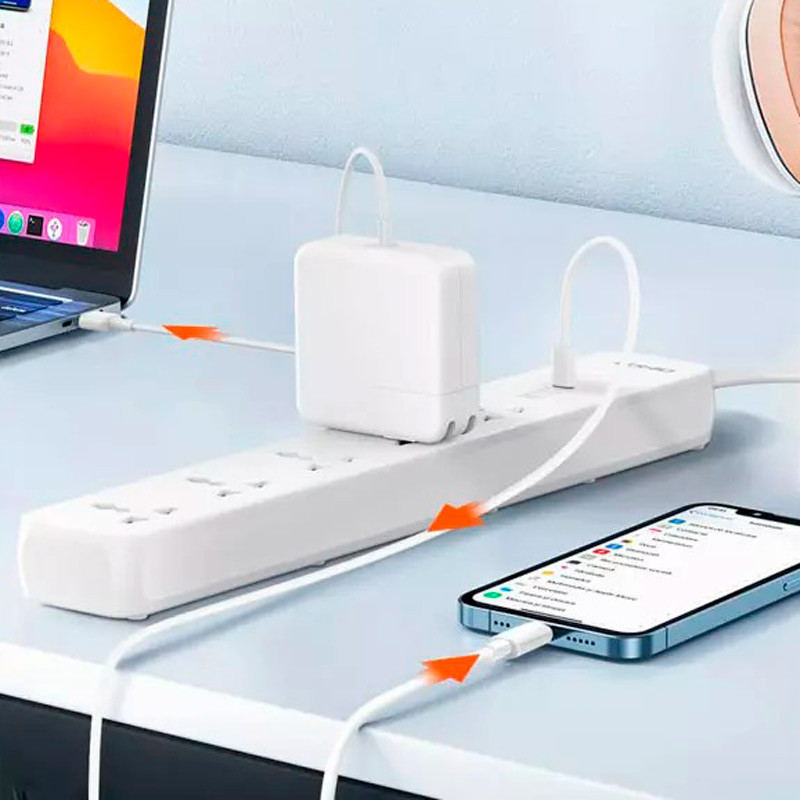 چند راهی 5 خانه الدینیو SC5319 با کابل 2 متری + شارژر USB و Type-C