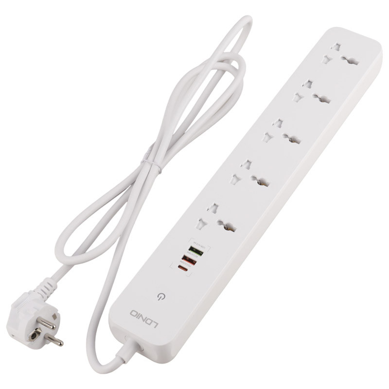 چند راهی 5 خانه الدینیو SC5319 با کابل 2 متری + شارژر USB و Type-C