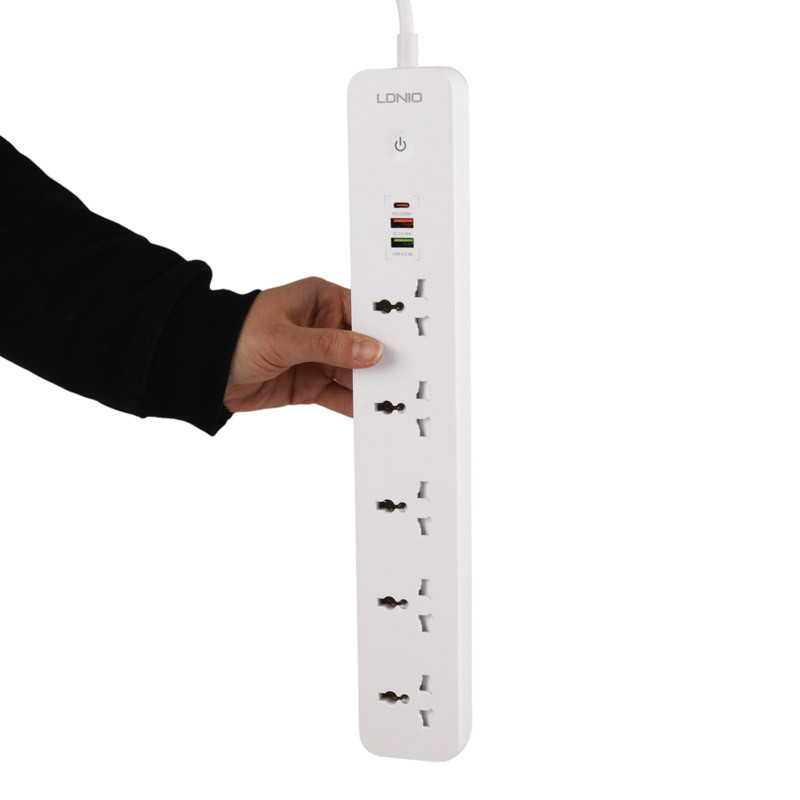 چند راهی 5 خانه الدینیو SC5319 با کابل 2 متری + شارژر USB و Type-C