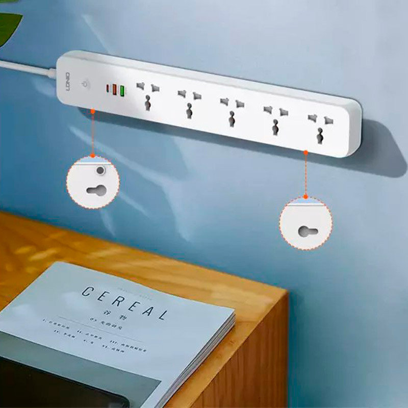 چند راهی 5 خانه الدینیو SC5319 با کابل 2 متری + شارژر USB و Type-C