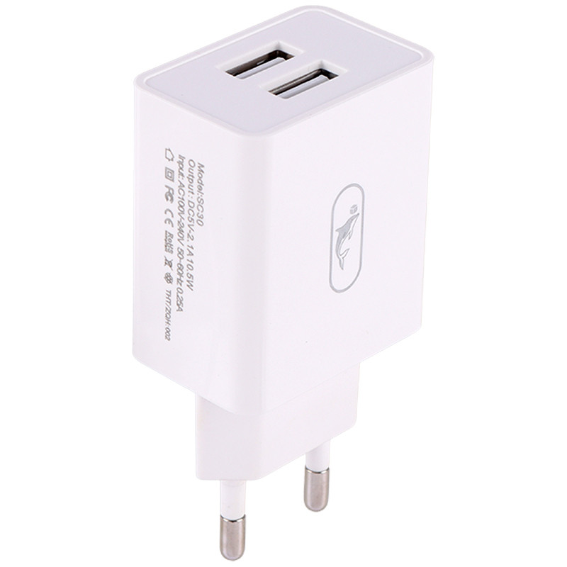 شارژر دیواری 10.5 وات اسکای دلفین SC30T 2.1A + کابل تایپ سی