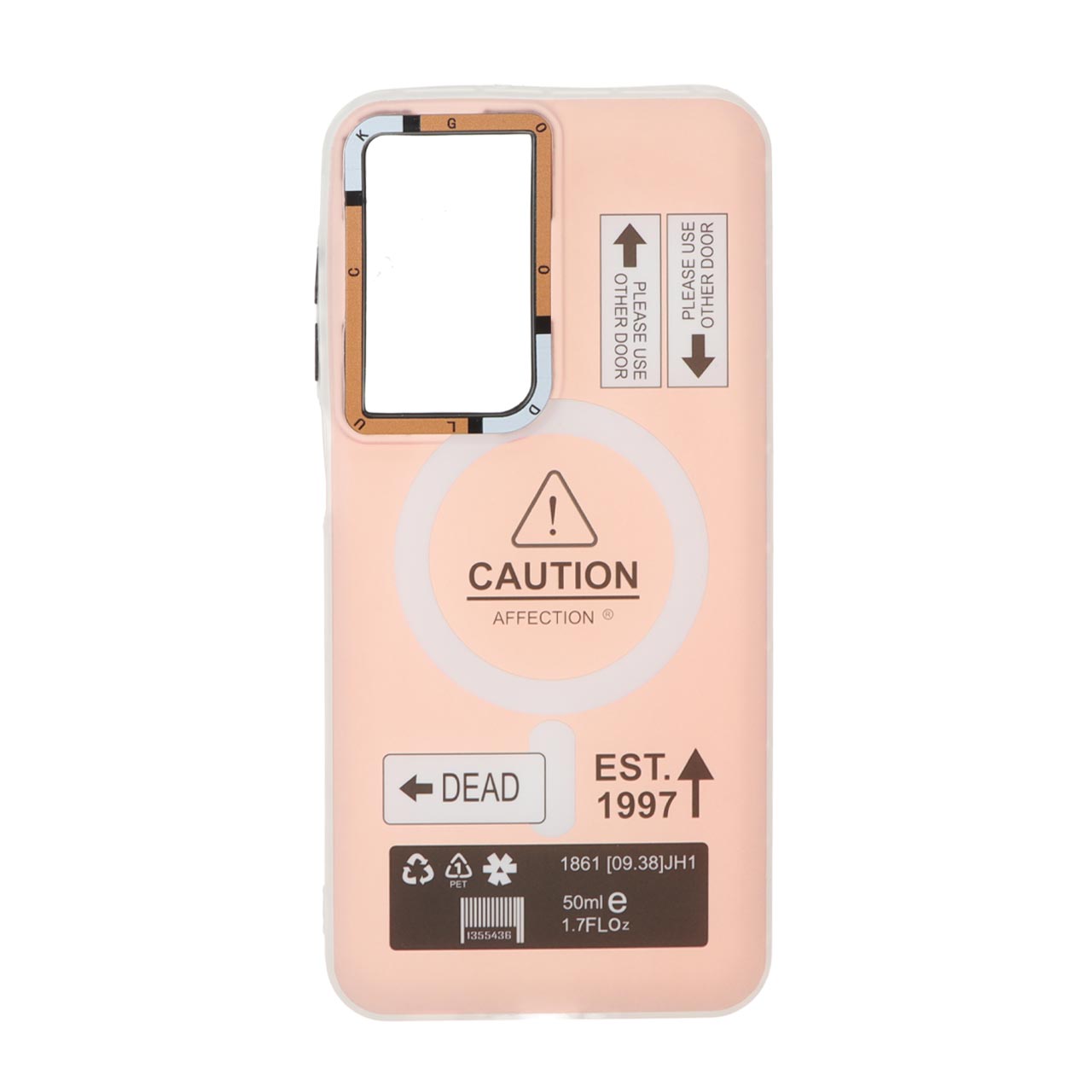 قاب Caution دور مات طرح مگ سیف Samsung Galaxy A17 / A26 - صورتی
