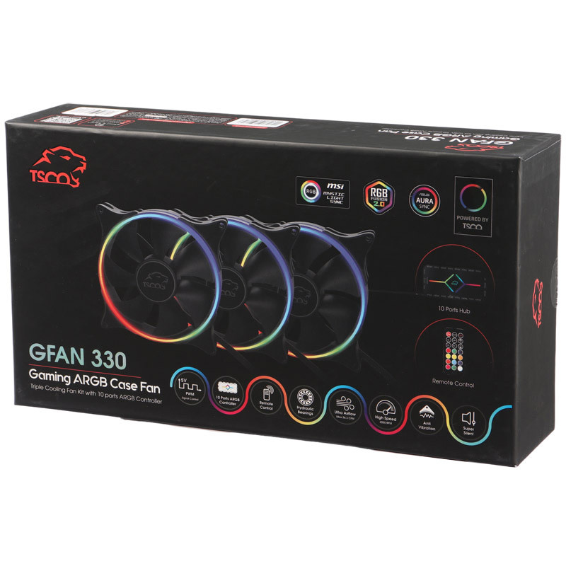 فن کیس تسکو GFAN 330 ARGB سایز 120 میلی متری بسته 3 عددی