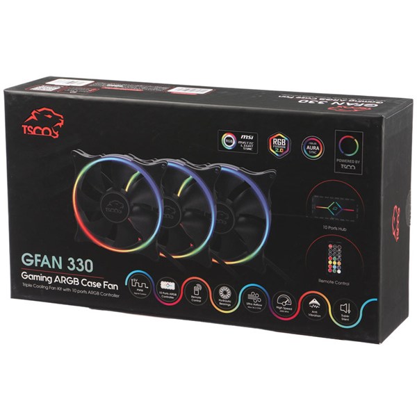 فن کیس تسکو GFAN 330 ARGB سایز 120 میلی متری بسته 3 عددی