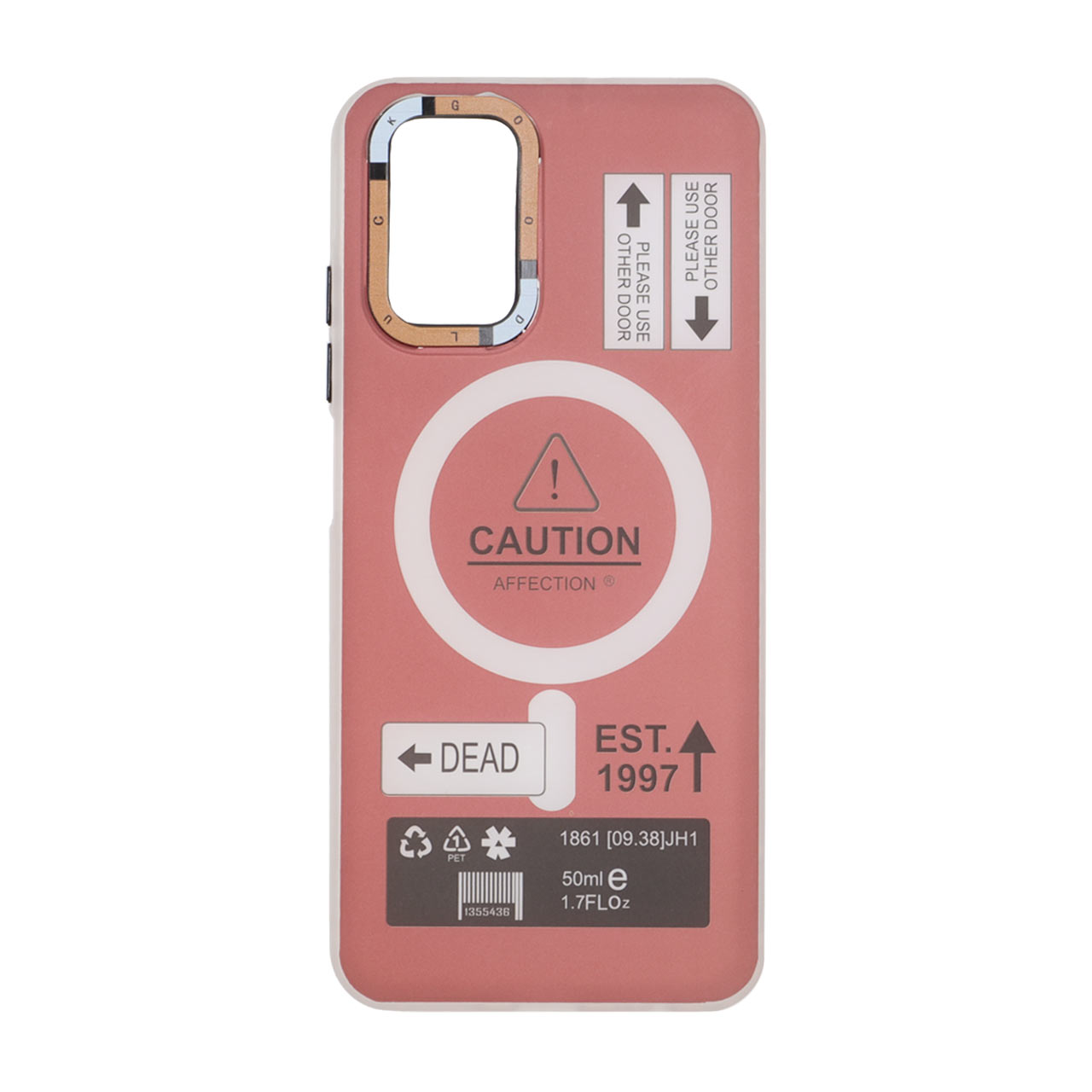 قاب Caution دور مات طرح مگ سیف Xiaomi Redmi Note 10 4G / Redmi Note 10S / Poco M5S - زرشکی