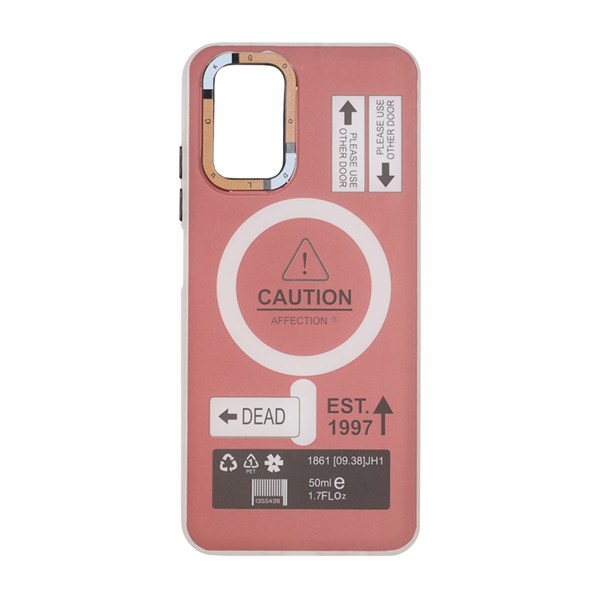 قاب Caution دور مات طرح مگ سیف Xiaomi Redmi Note 10 4G / Redmi Note 10S / Poco M5S - زرشکی