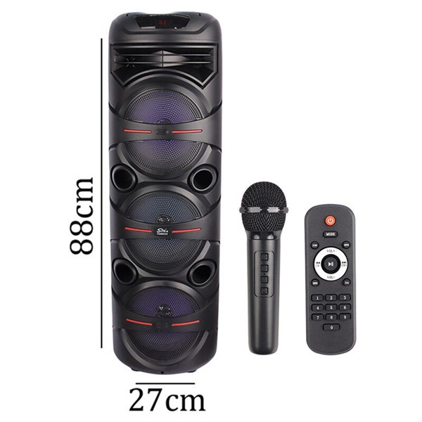 اسپیکر چمدانی بلوتوثی رم و فلش خور Sing-E ZQS8302 + میکروفون و ریموت کنترل