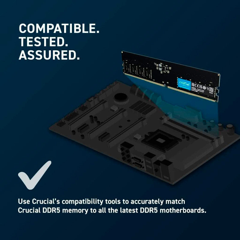 رم کامپیوتر کروشیال U-DIMM DDR5 8GB Single 4800MHz CL40