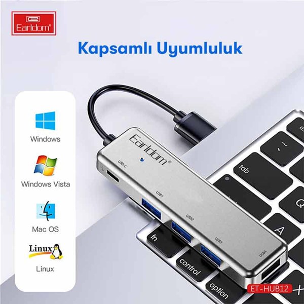 هاب 5 پورت USB ارلدام ET-HUB12