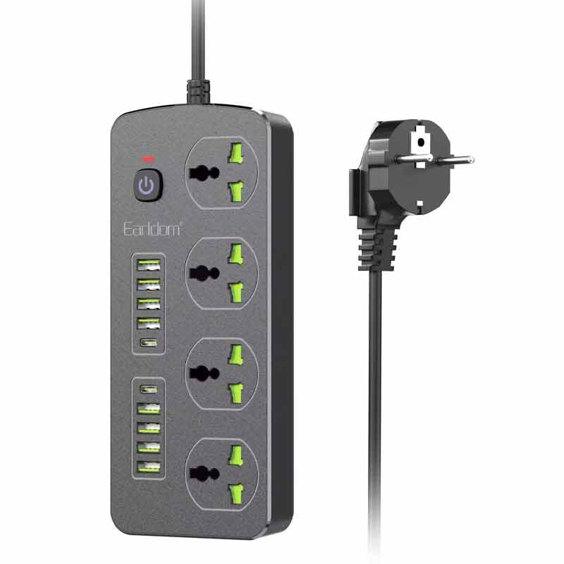 چند راهی 4 خانه ارلدام ES-SC11 با کابل 2 متری + شارژر USB و Type-C