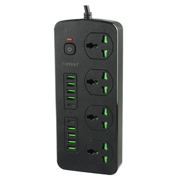 چند راهی 4 خانه ارلدام ES-SC11 با کابل 2 متری + شارژر USB و Type-C