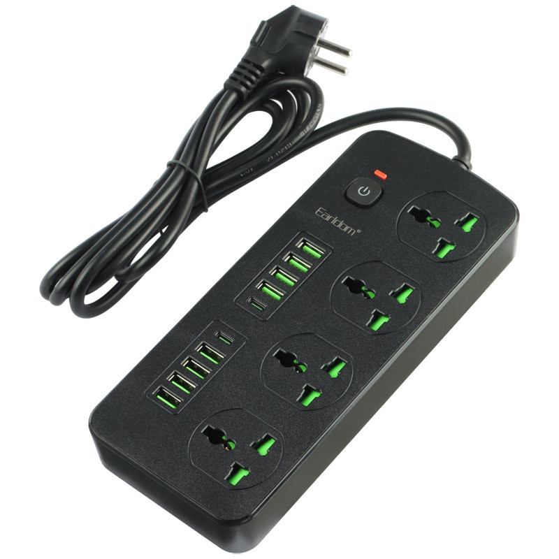چند راهی 4 خانه ارلدام ES-SC11 با کابل 2 متری + شارژر USB و Type-C