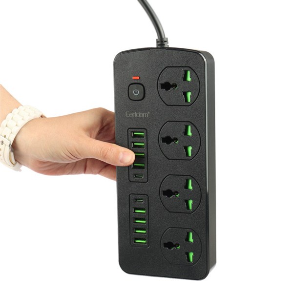 چند راهی 4 خانه ارلدام ES-SC11 با کابل 2 متری + شارژر USB و Type-C