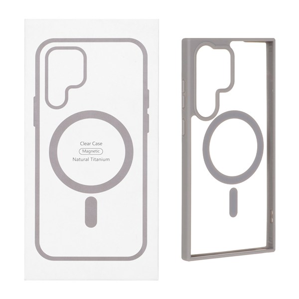 قاب شفاف دور رنگی Samsung Galaxy S23 Ultra با قابلیت شارژ MagSafe - طوسی (پک دار) - MPS