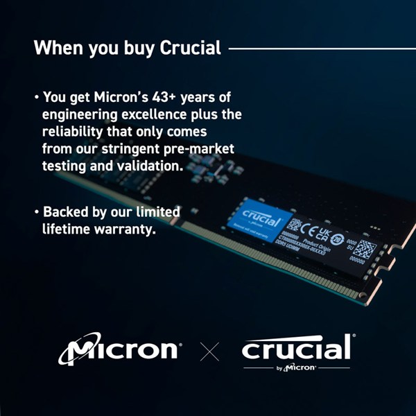 رم کامپیوتر کروشیال CT16G56C46U5 DDR5 16GB Single 5600MHz CL46
