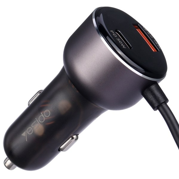 شارژر فندکی فست شارژ Yesido Y58 3A QC3.0 PD 30W