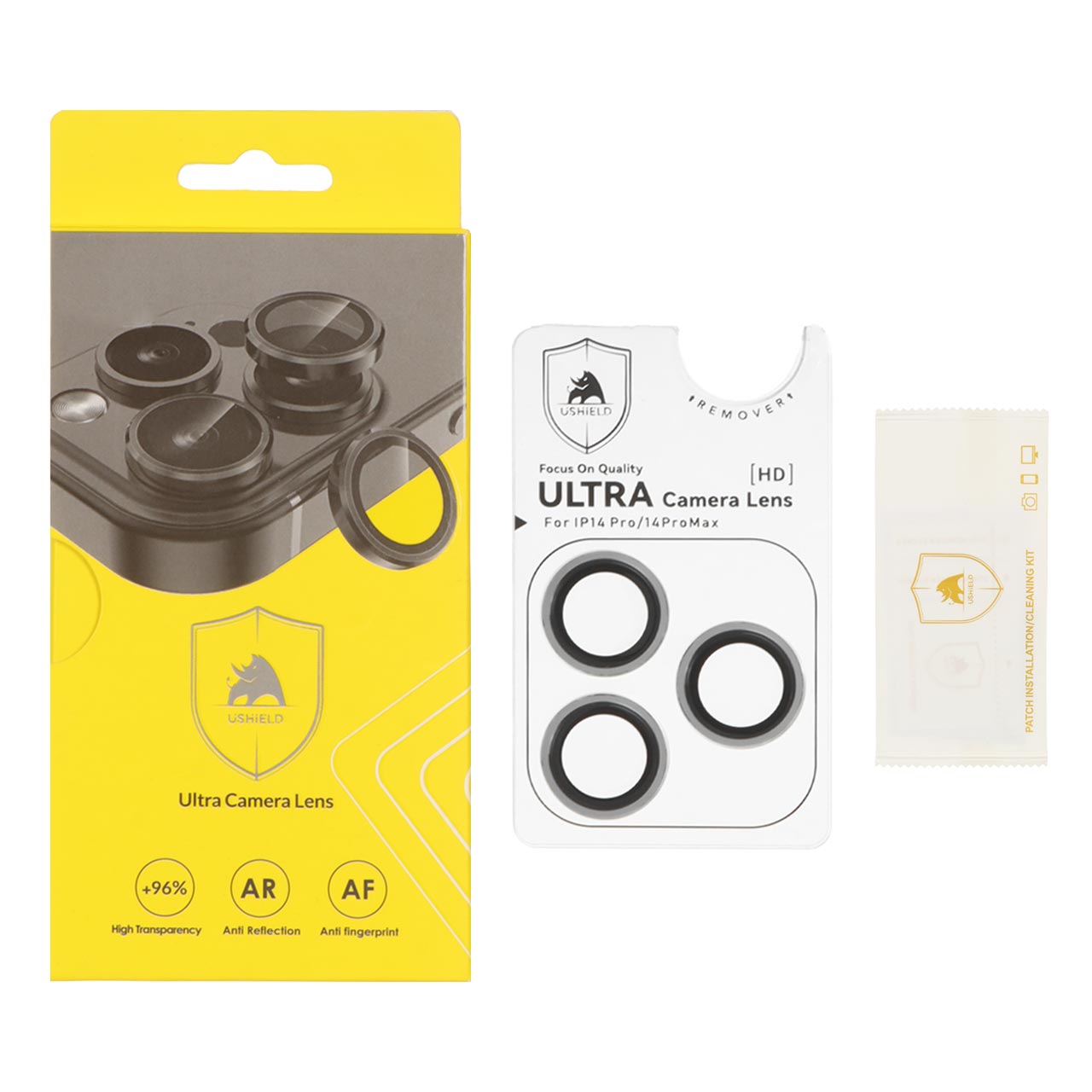 محافظ لنز رینگی اورجینال Ultra Camera Lens شابلون دار Apple iPhone 14 Pro Max / iPhone 14 Pro - نقره ای (پک دار)