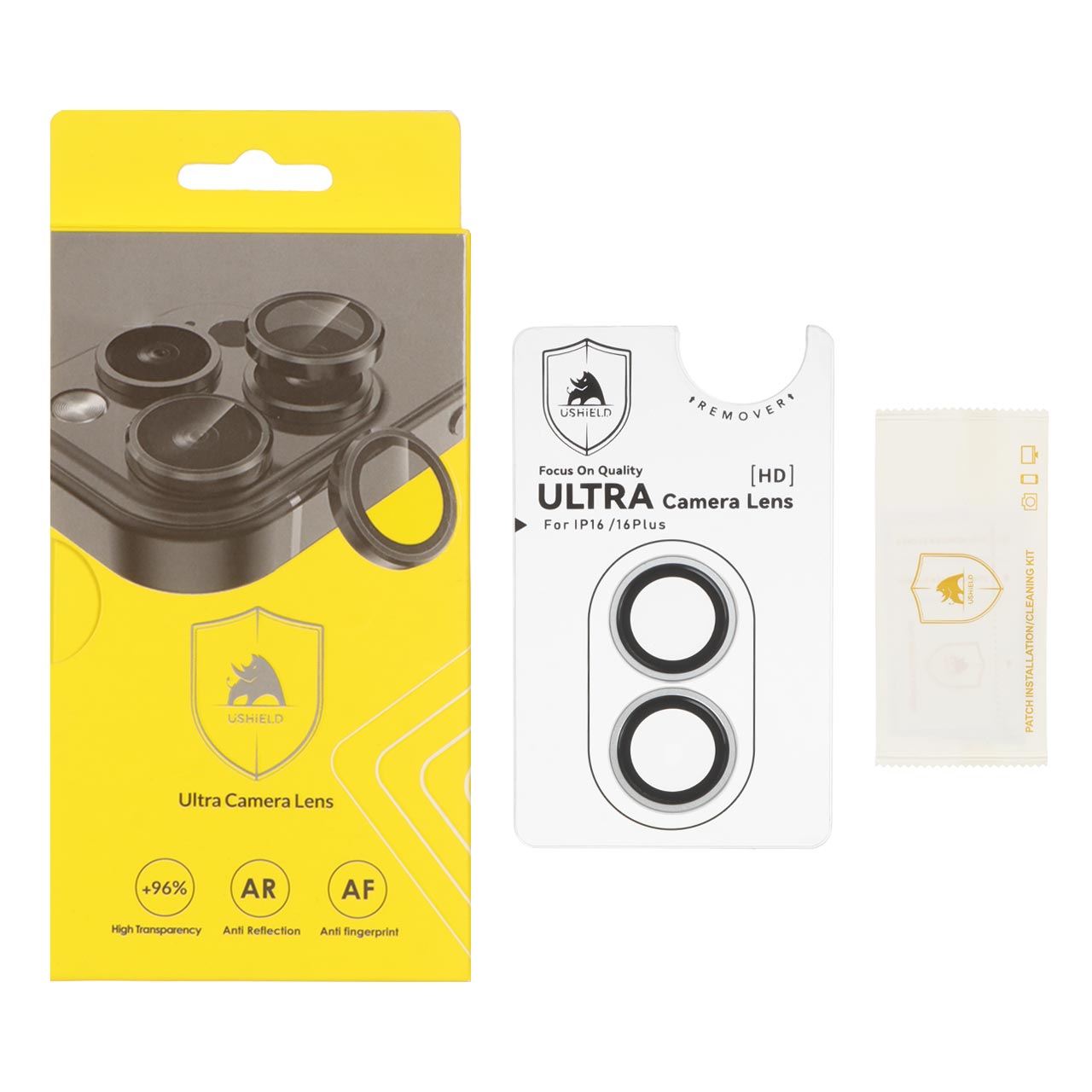محافظ لنز رینگی اورجینال Ultra Camera Lens شابلون دار Apple iPhone 16 / iPhone 16 Plus - نقره ای (پک دار)