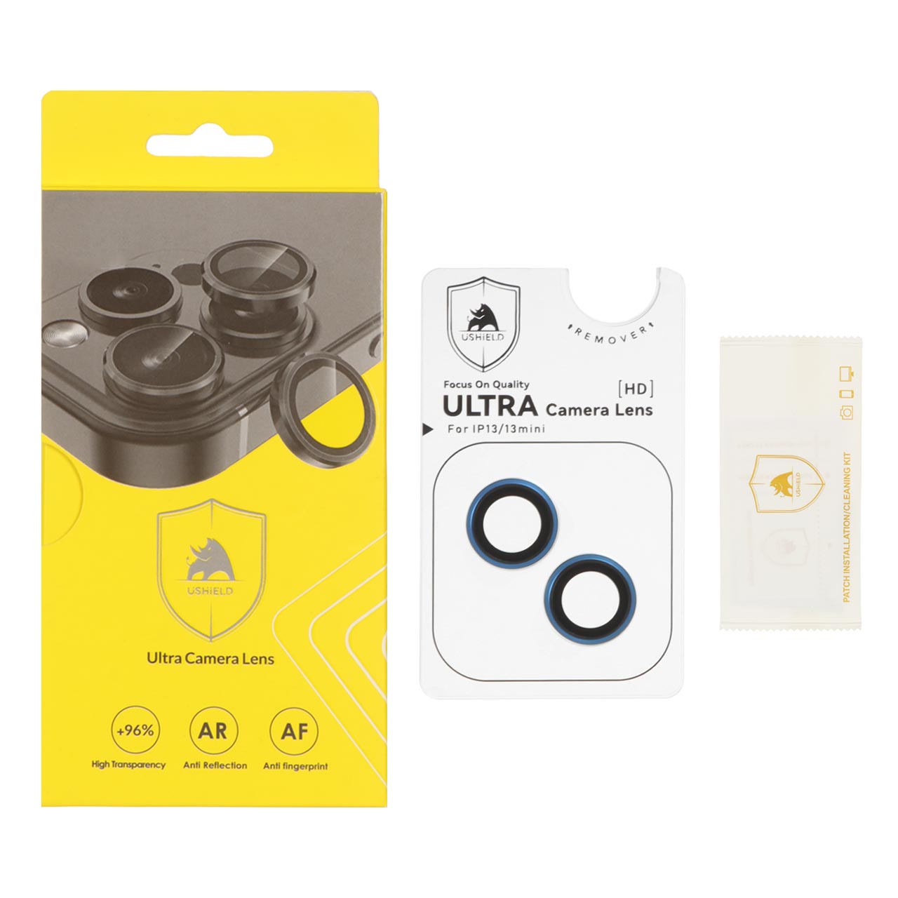 محافظ لنز رینگی اورجینال Ultra Camera Lens شابلون دار Apple iPhone 13 / 13 Mini - آبی (پک دار)