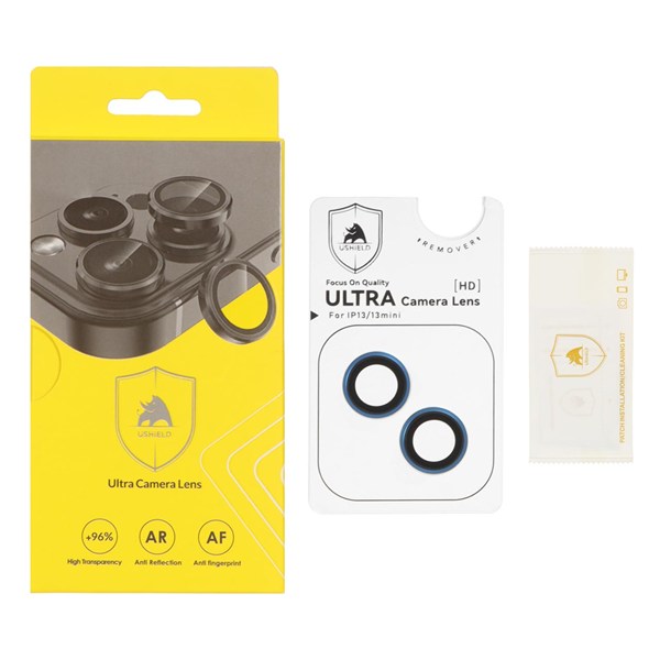 محافظ لنز رینگی اورجینال Ultra Camera Lens شابلون دار Apple iPhone 13 / 13 Mini - آبی (پک دار)