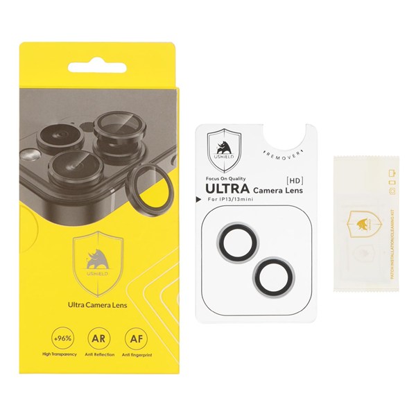 محافظ لنز رینگی اورجینال Ultra Camera Lens شابلون دار Apple iPhone 13 / 13 Mini - نقره ای (پک دار)