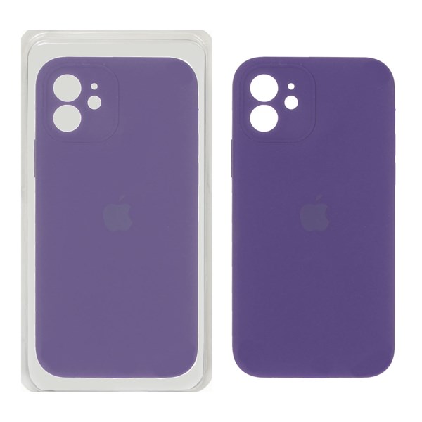 قاب سیلیکونی پاک کنی محافظ لنزدار اورجینال Apple iPhone 12 - بنفش تیره (پک اصلی)