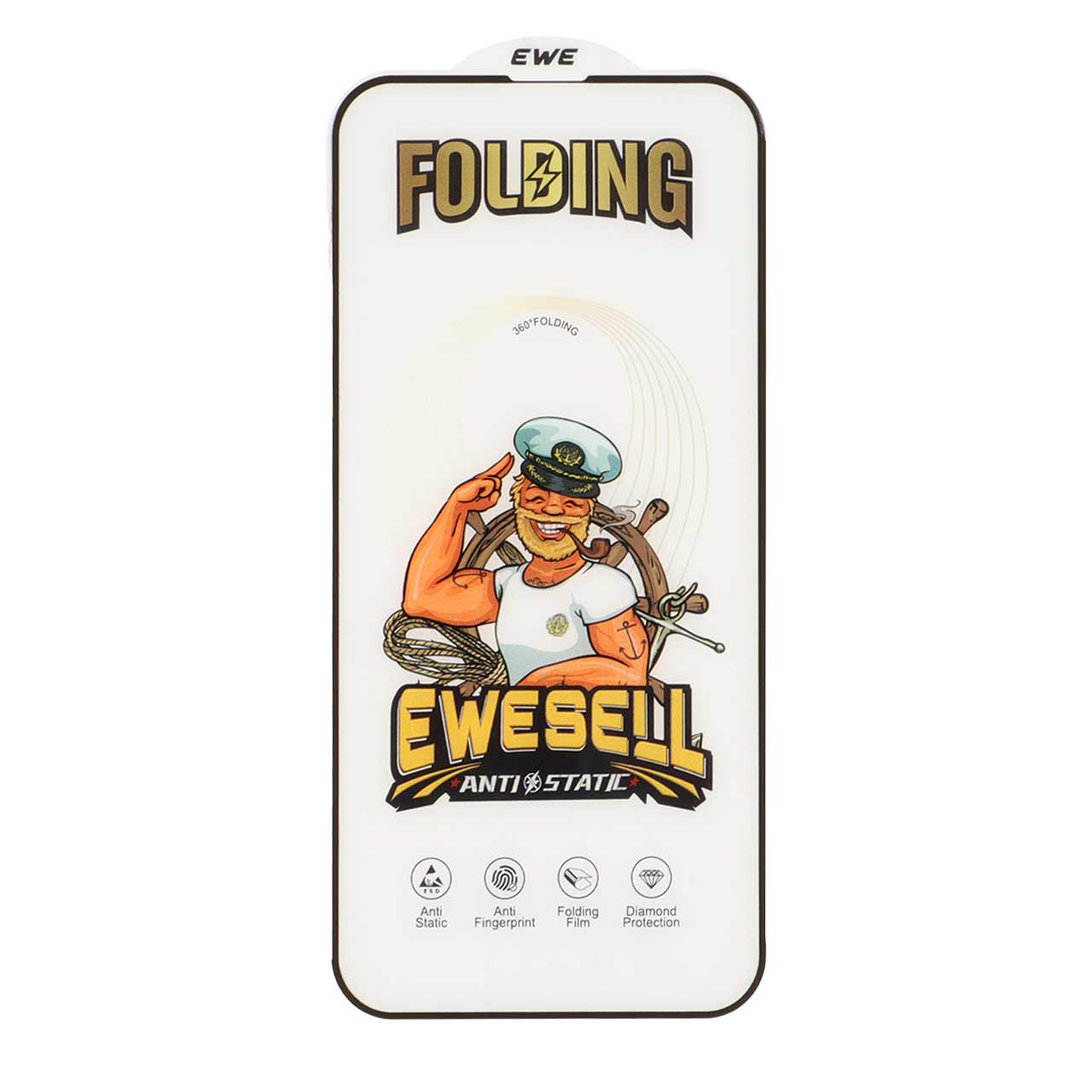 محافظ صفحه نمایش شیشه ای Full Cover Ewesell Anti Static Folding مدل Apple iPhone 16 Pro Max