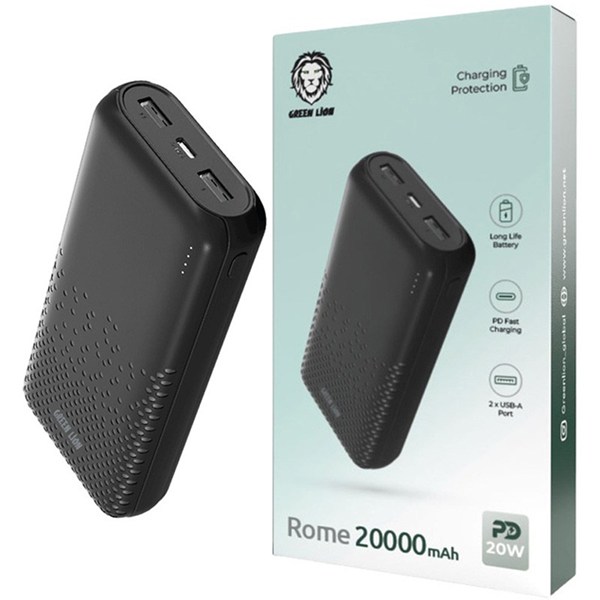 پاور بانک فست شارژ گرین لاین Green Lion Rome PD 20W ظرفیت 20000 میلی آمپر ساعت