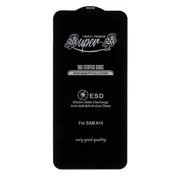 محافظ صفحه نمایش شیشه ای آنتی استاتیک Full Cover Super S-OG مدل Samsung Galaxy A14 / M14 / F14 / A22 5G - مشکی (بدون پک)