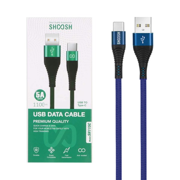 کابل شارژ کنفی 1.1 متری فست Shoosh Type-C مدل SH115C - آبی - SMO